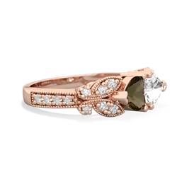 Smoky Quartz Diamond Butterflies 14K Rose Gold ring R5601