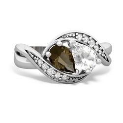 Smoky Quartz Summer Winds 14K White Gold ring R5342