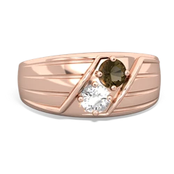 Smoky Quartz Men's Streamline 14K Rose Gold ring R0460