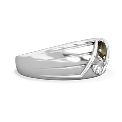 Smoky Quartz Men's Streamline 14K White Gold ring R0460