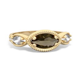 Smoky Quartz Milgrain Marquise 14K Yellow Gold ring R5700