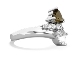 Smoky Quartz Heart To Heart 14K White Gold ring R2064