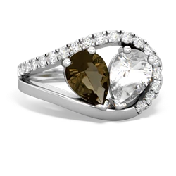 Smoky Quartz Nestled Heart Keepsake 14K White Gold ring R5650