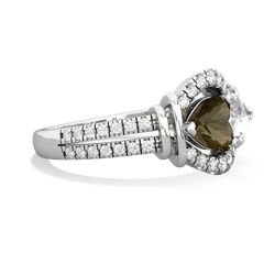 Smoky Quartz Art-Deco Keepsake 14K White Gold ring R5630