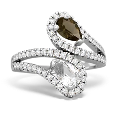 Smoky Quartz Diamond Dazzler 14K White Gold ring R3000