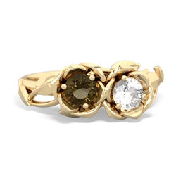 Smoky Quartz Rose Garden 14K Yellow Gold ring R5510