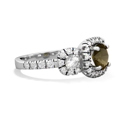 Smoky Quartz Regal Halo 14K White Gold ring R5350