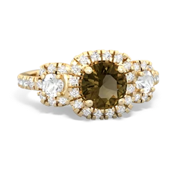 Smoky Quartz Regal Halo 14K Yellow Gold ring R5350