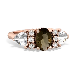 Smoky Quartz Antique Style Three Stone 14K Rose Gold ring R2186