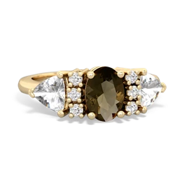 Smoky Quartz Antique Style Three Stone 14K Yellow Gold ring R2186