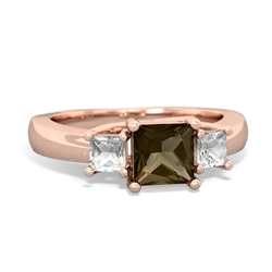 Smoky Quartz Three Stone Trellis 14K Rose Gold ring R4015