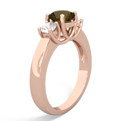 Smoky Quartz Three Stone Round Trellis 14K Rose Gold ring R4018