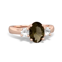 Smoky Quartz Three Stone Oval Trellis 14K Rose Gold ring R4024