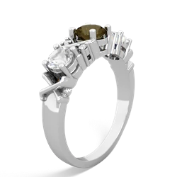 Smoky Quartz Hugs And Kisses 14K White Gold ring R5016