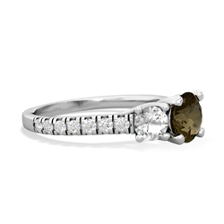 Smoky Quartz Pave Trellis 14K White Gold ring R5500
