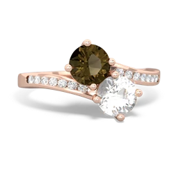 Smoky Quartz Channel Set Two Stone 14K Rose Gold ring R5303