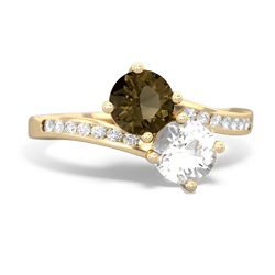 Smoky Quartz Channel Set Two Stone 14K Yellow Gold ring R5303