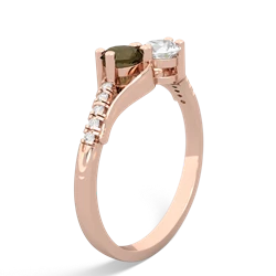 Smoky Quartz Infinity Pave Two Stone 14K Rose Gold ring R5285