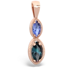 Tanzanite Antique-Style Halo 14K Rose Gold pendant P5700