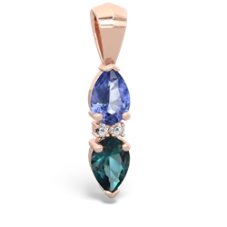 Tanzanite Bowtie Drop 14K Rose Gold pendant P0865