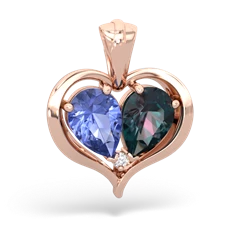 Tanzanite Two Become One 14K Rose Gold pendant P5330