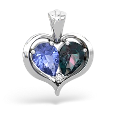 Tanzanite Two Become One 14K White Gold pendant P5330