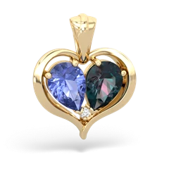 Tanzanite Two Become One 14K Yellow Gold pendant P5330