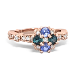 Tanzanite Sparkling Tiara Cluster 14K Rose Gold ring R26293RD