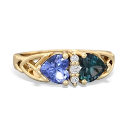 Tanzanite Celtic Knot Double Heart 14K Yellow Gold ring R5040