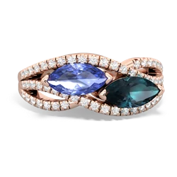 Tanzanite Diamond Rivers 14K Rose Gold ring R3070