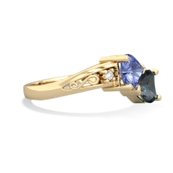 Tanzanite Snuggling Hearts 14K Yellow Gold ring R2178