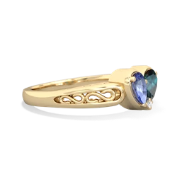 Tanzanite Filligree 'One Heart' 14K Yellow Gold ring R5070