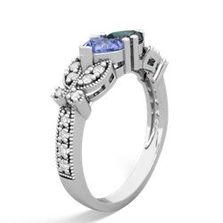 Tanzanite Diamond Butterflies 14K White Gold ring R5601