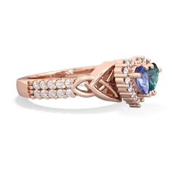 Tanzanite Celtic Knot Two Hearts As One 14K Rose Gold ring R2644HRT