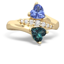 Tanzanite Heart To Heart 14K Yellow Gold ring R2064