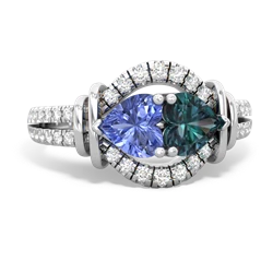 Tanzanite Art-Deco Keepsake 14K White Gold ring R5630