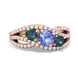 Tanzanite Three Stone Aurora 14K Rose Gold ring R3080