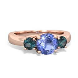 Tanzanite Three Stone Round Trellis 14K Rose Gold ring R4018