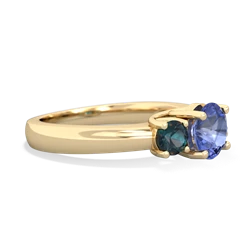 Tanzanite Three Stone Round Trellis 14K Yellow Gold ring R4018