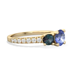 Tanzanite Pave Trellis 14K Yellow Gold ring R5500