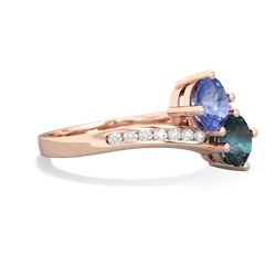 Tanzanite Channel Set Two Stone 14K Rose Gold ring R5303