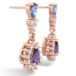 Tanzanite Halo Pear Dangle 14K Rose Gold earrings E1882