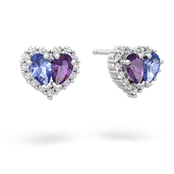 Tanzanite Halo 14K White Gold earrings E7008