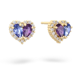 Tanzanite Halo 14K Yellow Gold earrings E7008