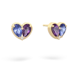 Tanzanite 'Our Heart' 14K Yellow Gold earrings E5072