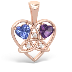 Tanzanite Celtic Trinity Heart 14K Rose Gold pendant P5331