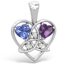 Tanzanite Celtic Trinity Heart 14K White Gold pendant P5331