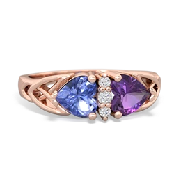 Tanzanite Celtic Knot Double Heart 14K Rose Gold ring R5040