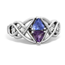 Tanzanite Keepsake Celtic Knot 14K White Gold ring R5300