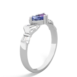 Tanzanite 'Our Heart' Claddagh 14K White Gold ring R2388